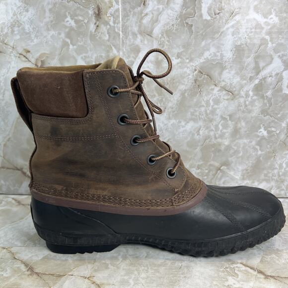 Sorel Cheyanne II Brown Leather Lace up Waterproof Duck Boot Mens Size 13 main image 6